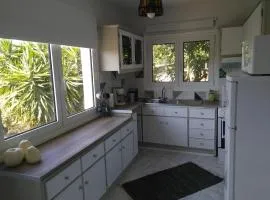 House with fruit trees, olive trees, and sea view.