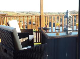 luxury timber pet friendly lodge with private hot tub 2 to 6 guests, outstanding views nr Paignton，位于佩恩顿的酒店