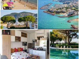 Garden and beach sea view apartment Cannes，位于曼德琉-拉纳普勒戛纳 - 曼德琉高尔夫附近的酒店