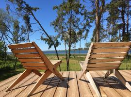 Secret Beach House off-grid, sauna and outdoor WC，位于Muriste的酒店