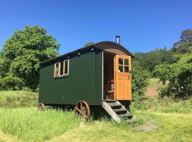 Cosy woodland off Grid Shepherds Hut - Rowan，位于道格拉斯堡的酒店