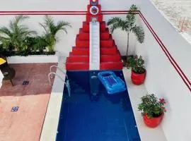 Casa Piramide: Fully Furnished 2-Bedroom House w/ Private Swimming Pool and Waterfall, 5 Minute Walk from the Beach