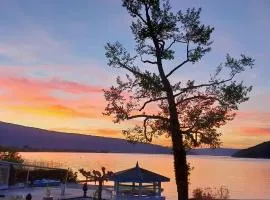 Situation exceptionnelle pour ce cosy studio avec terrasse SUR LAC, dans résidence avec PLAGE et ponton PRIVEE