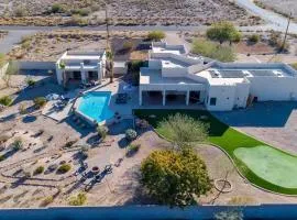 Adobe Arizona Home with City and Mountain Views