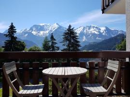 Appartement Saint Gervais les Bains vue imprenable Mont Blanc，位于圣热尔韦莱班维纳兹滑雪缆车附近的酒店