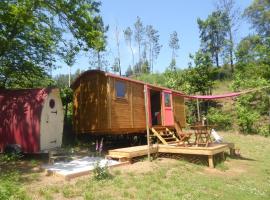 Rosa the Cosy Cabin - Gypsy Wagon - Shepherds Hut, RIVER VIEWS Off-grid eco living，位于大佩德罗冈的度假屋