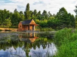 heather hut, off-grid cottage on a pond+2 ha