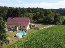 HAUS SONBERG mit Garten, Pool, Fasssauna, semi detached house with garden，位于德意志兰茨贝格的酒店