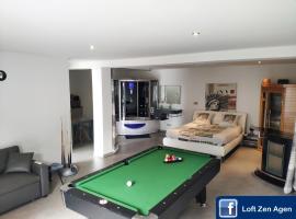 Loft Zen SPA Balneo Parking Gratuit Sauna Hammam Billard，位于阿让的酒店