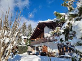 Half chalet with garden & balcony - 2' to Ski bus，位于莱克斯的酒店