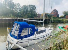 Cosy Sailing Boat Glamping Accommodation on the River in Sandwich，位于桑德维奇的船屋