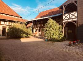 Gemütliche Landhaus Wohnung auf dem Ponyhof - Himmelbett, Kamin & Garten，位于Ortenberg的公寓