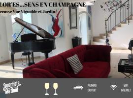 FLORESSENS EN CHAMPAGNE Terrasse privative sur le vignoble，位于Fleury-la-Rivière的度假屋