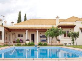 Laki Villa with pool and jacuzzi，位于Ágios Geórgios帕纳贾·帕拉米西亚修道院附近的酒店