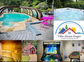 Villa 250m2 avec PISCINE chauffée & SPA & kota-grill & sauna，位于圣迪耶的家庭/亲子酒店