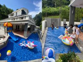 60PAX 9BR Villa Kids Swimming Pool, KTV, BBQ n Pool Tables near SPICE Arena Penang 9800 SQFT，位于峇六拜的酒店