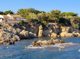 Villa en bord de mer face à l'Ile de Porquerolles，位于耶尔的海滩短租房