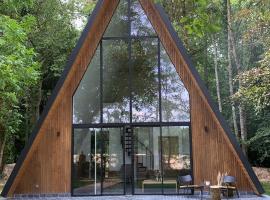 La Maison Villeneuve - Lodges avec bains nordiques，位于Donnay的山林小屋