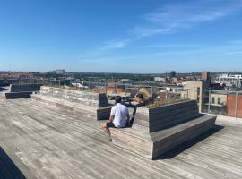 Modern Central Apt with Rooftop, Privat Balcony, & Free Parking,next to Aarhus Attractions，位于奥胡斯的公寓式酒店