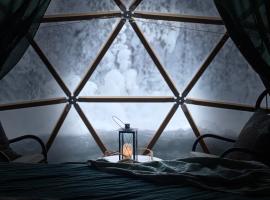 Private Jacuzzi Igloo bedroom in Aurora Lounge Hotel with shared sauna and pet friendly，位于罗瓦涅米的豪华帐篷营地
