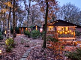 Lodge in een bosrijke omgeving met Hottub & Sauna，位于Rheezerveen的乡村别墅