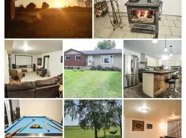 Modern Rustic Home with Wood Stove & Pool Table