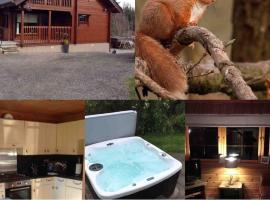 Red Squirrel log cabin with hot tub，位于基斯的木屋