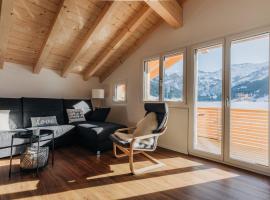 Chuenislodge2- zwei Balkone, gemütlicher Kamin, top Aussicht，位于阿德尔博登的酒店