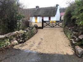 Sweet Meadow A delightful romantic thatched cottage by river Shannon on 4 acres is for peace party family or work from home，位于Rooskey的别墅
