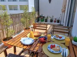 Spacious terrace, swimming pool, private parking