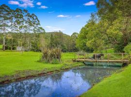 Cabin on Acreage w Ponies and Pool，位于Picketts Valley的木屋