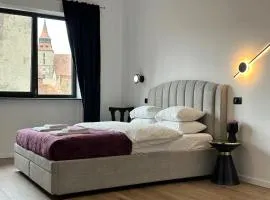 Peaceful condo for romantic getaways near Black Church - 3min walk，位于布拉索夫的分契式公寓