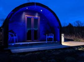 Pond View Pod 3 With Private Hot Tub - Pet Friendly -Fife - Loch Leven - Lomond Hills，位于Kelty的带按摩浴缸的酒店