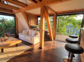 Modern cottage, views and a jacuzzi，位于佩奇的酒店