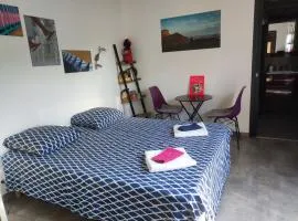 Chambre et salle d'eau dans dépendance 20 m2, vélos