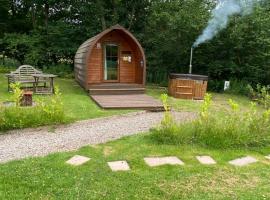 Country pod with wood fired hot tub，位于Clodock的露营地