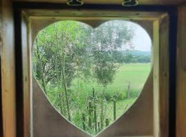 Off grid Rosie Sheperd hut and summerhouse plus 1 acre at Tanyrallt，位于Llanybydder的带停车场的酒店