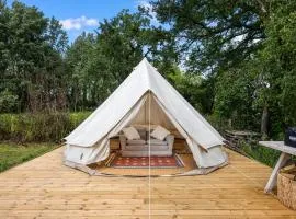 The Bell Tent - overlooking the moat with decking