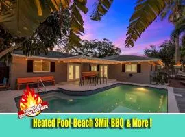 Heated Pool House: Beach 3Miles · Bar · BBQ & GYM!
