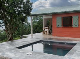Lodge traditionnel et sa piscine vue mer，位于Gallochat的酒店