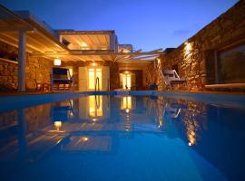 Villa Princess 1 4Bed with Pool Panormos Beach，位于帕诺尔莫斯米科诺斯的酒店