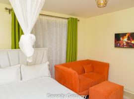 Serenity Getaway STUDIO apartment near JKIA & SGR with KING BED, WIFI, NETFLIX and SECURE PARKING，位于思由基茅的公寓