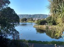 By the lagoon in Waikanae Beach