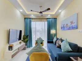 Luxe 2BHK 10min from GOI airport with Pool access