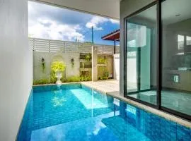 Luxury Two bedroom private swimming pool villa with complete supporting facilities, convenient for travel 800 meters to Kamala Beach H08
