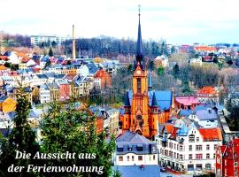 Ferienwohnung "Blick Mylau" - Nähe Freizeitpark Plohn & Göltzschtalbrücke，位于赖兴巴伊姆福格特兰哥尔斯泰柏克桥附近的酒店