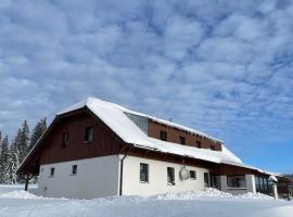 Apartm&aacute;ny v Chalupě nad Modravou，位于莫德拉瓦的带停车场的酒店