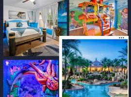 Magical Vacation Home Water Slide Pool Arcade Ice Cream Parlor，位于达文波特的度假园