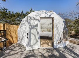 Cloud Dome W Private Hot Tub and Outdoor Shower，位于Luckenbach的豪华帐篷