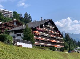 Crans Montana spacious 80m2 apartment with stunning view & bus stop outside，位于克莱恩 蒙塔纳的公寓